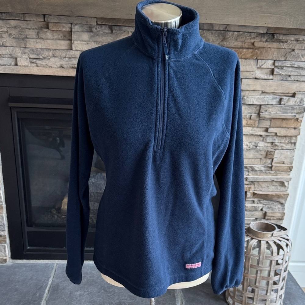 Vineyard Vines Women's Navy Fleece Turtleneck Sweater